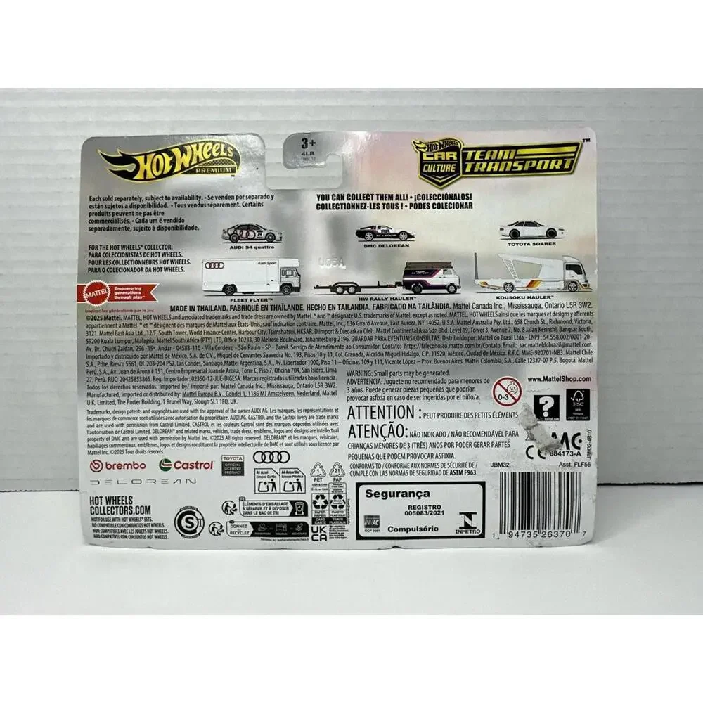Hot Wheels Team Transport White Car Carrier Truck with White Sports Car